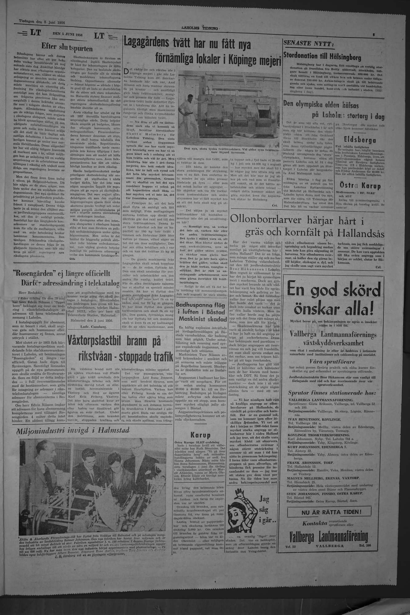 Laholms Tidning Tisdag 5 juni 1956, sida 3