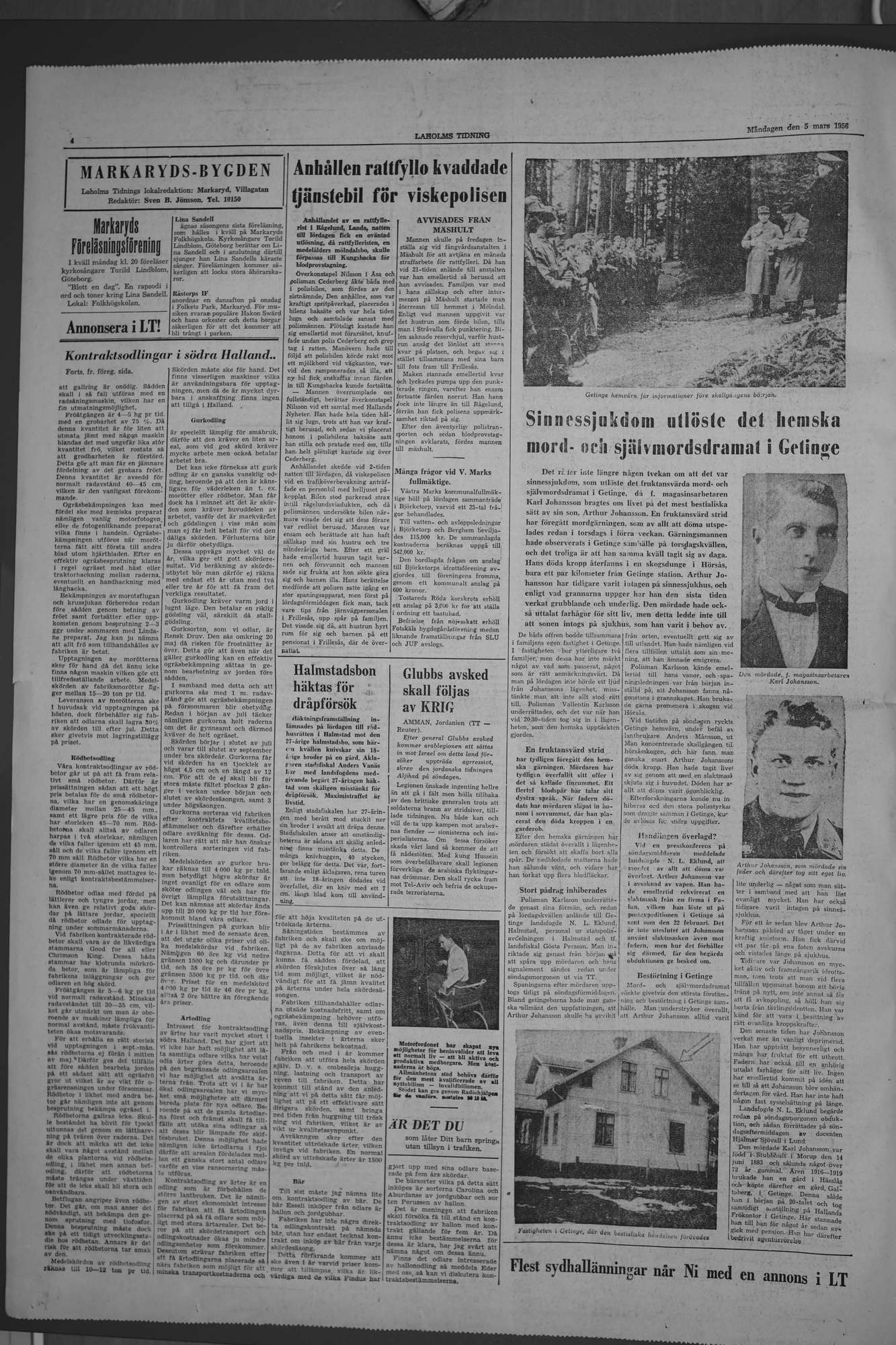 Laholms Tidning Måndag 5 mars 1956, sida 4