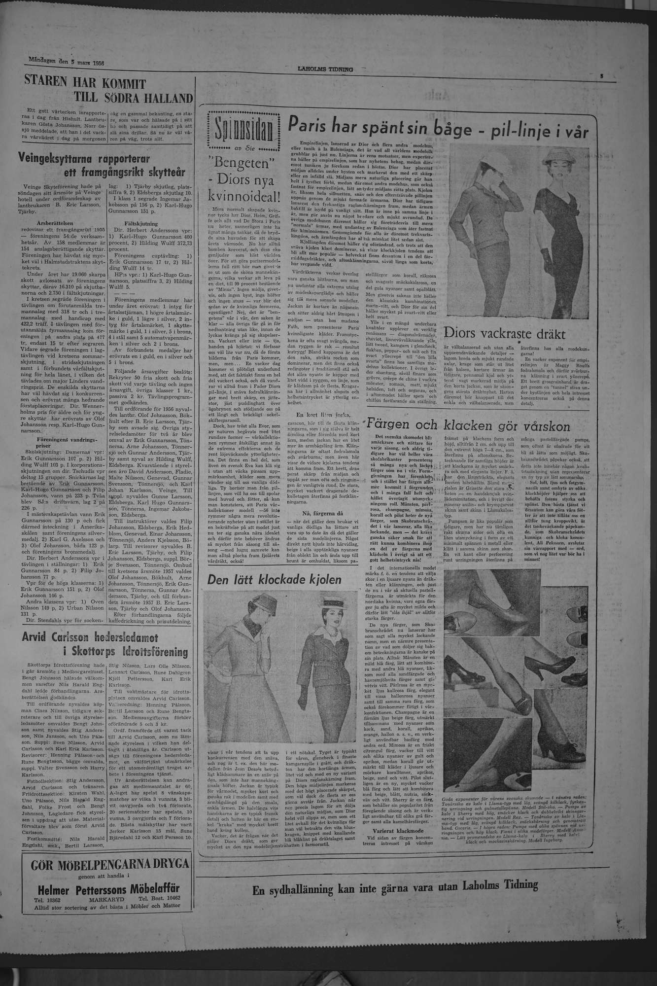 Laholms Tidning Måndag 5 mars 1956, sida 5