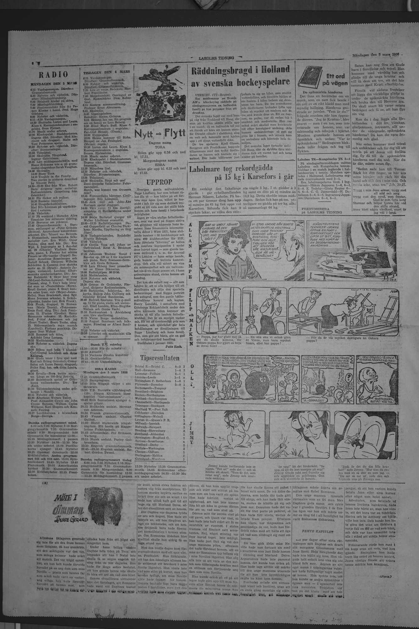 Laholms Tidning Måndag 5 mars 1956, sida 6