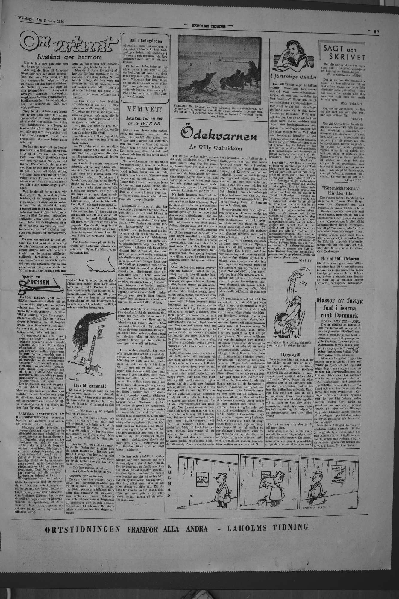 Laholms Tidning Måndag 5 mars 1956, sida 7