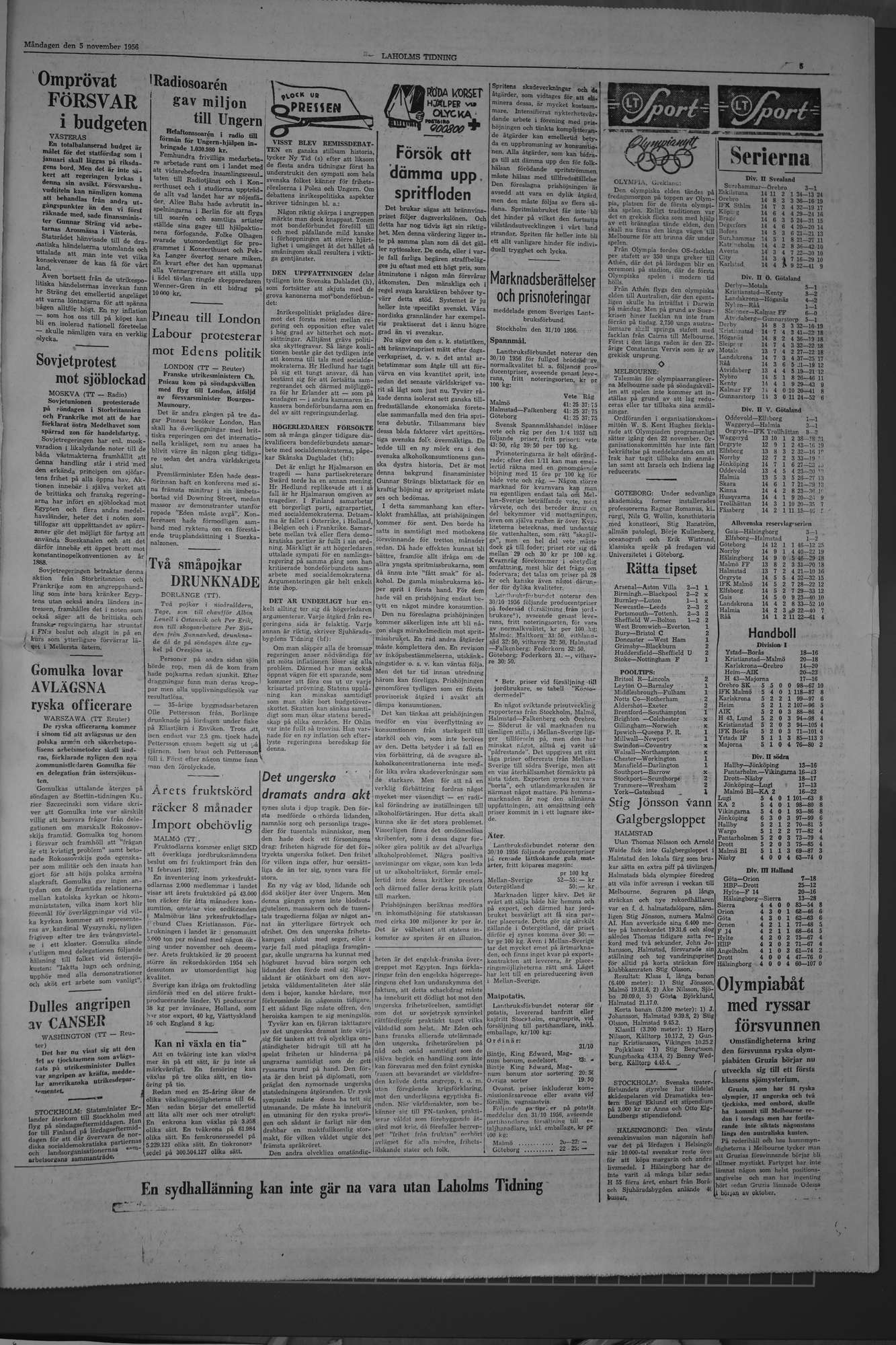 Laholms Tidning Måndag 5 november 1956, sida 5