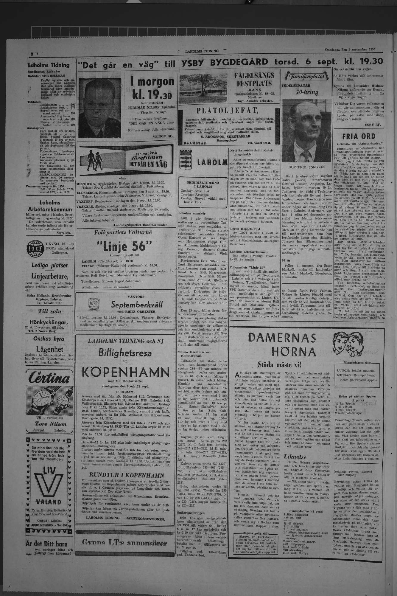Laholms Tidning Onsdag 5 september 1956, sida 2