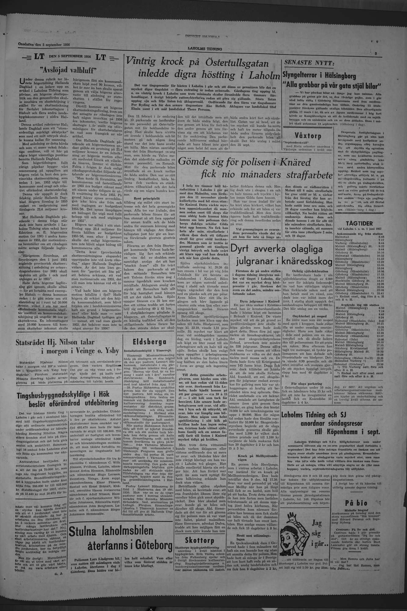 Laholms Tidning Onsdag 5 september 1956, sida 3