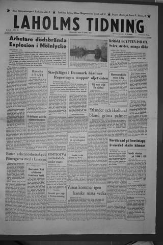 Förstasidan, Fredag 6 april 1956
