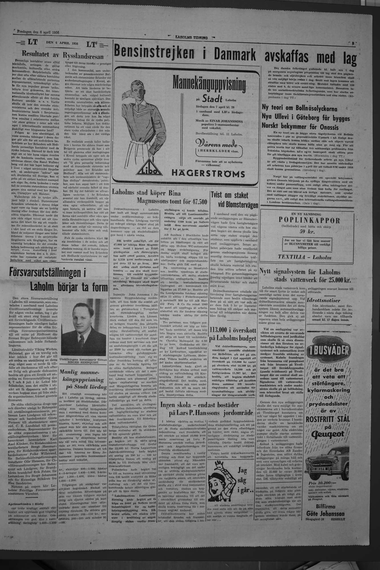Laholms Tidning Fredag 6 april 1956, sida 3