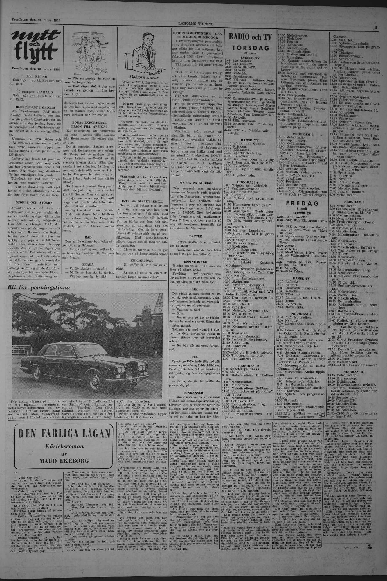 Laholms Tidning Torsdag 31 mars 1966, sida 5