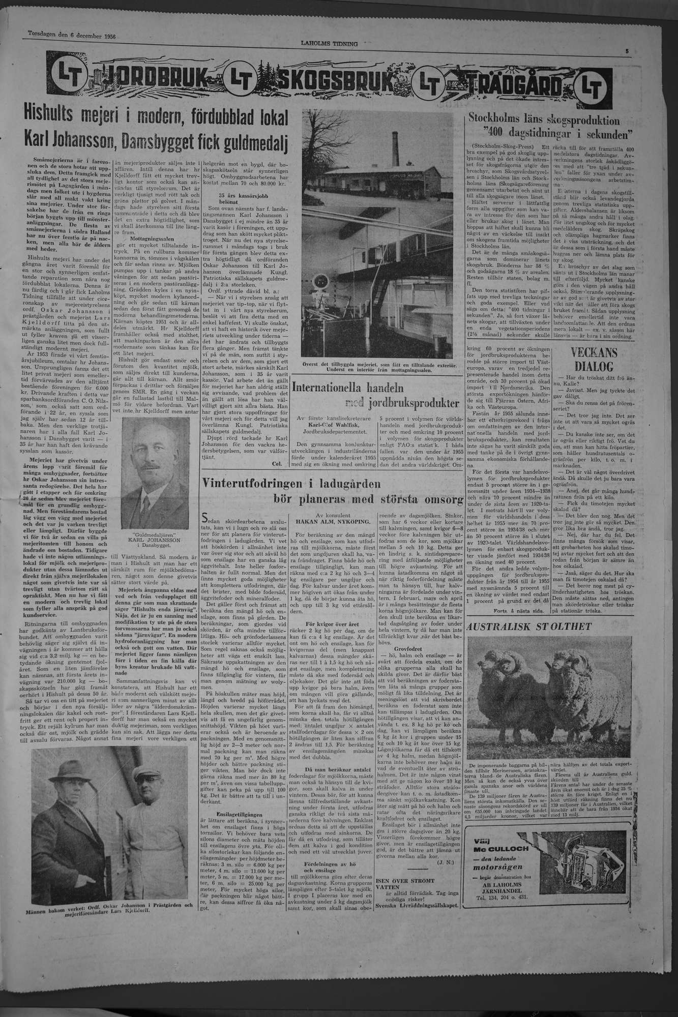 Laholms Tidning Torsdag 6 december 1956, sida 5