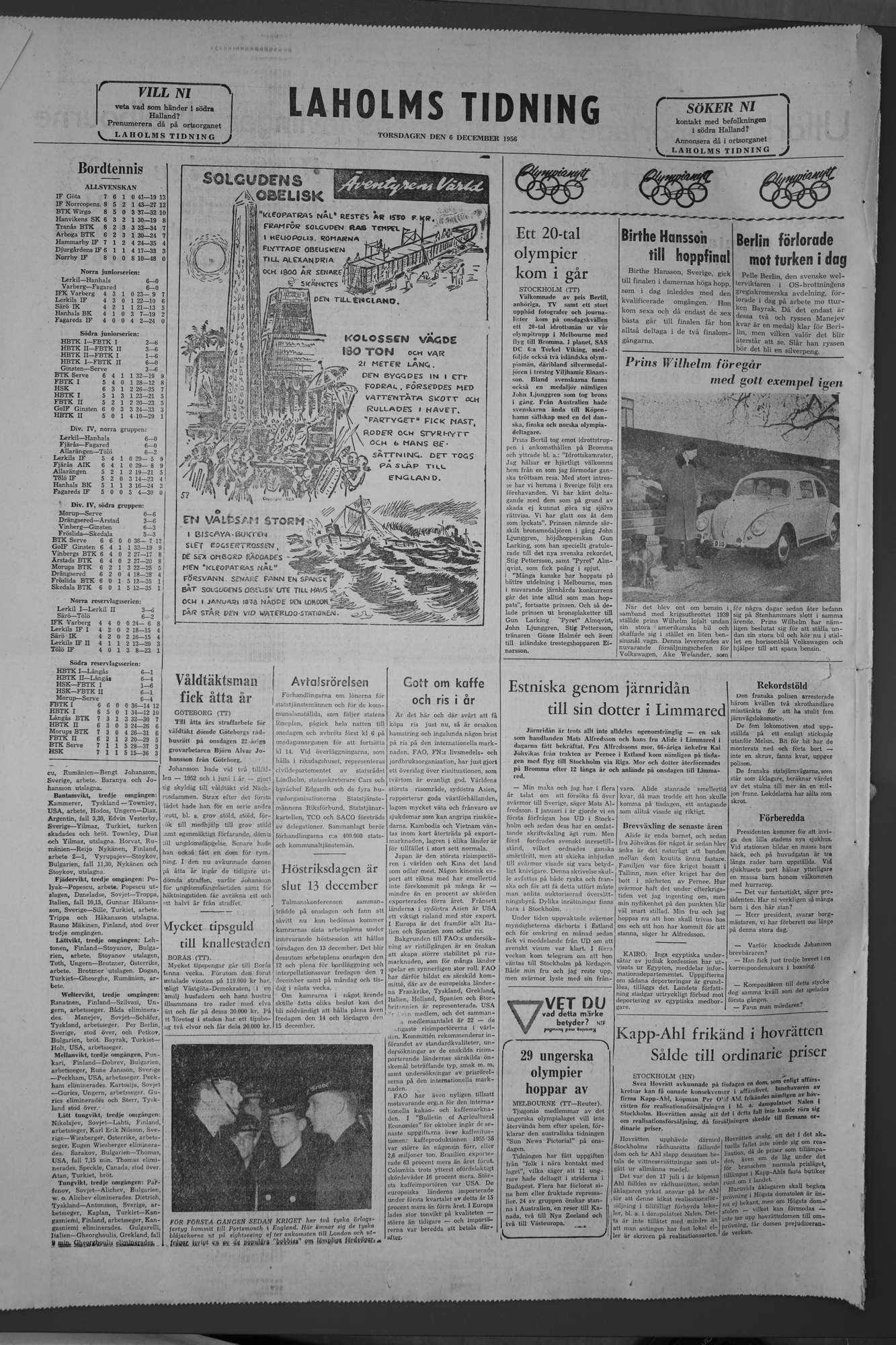 Laholms Tidning Torsdag 6 december 1956, sida 8
