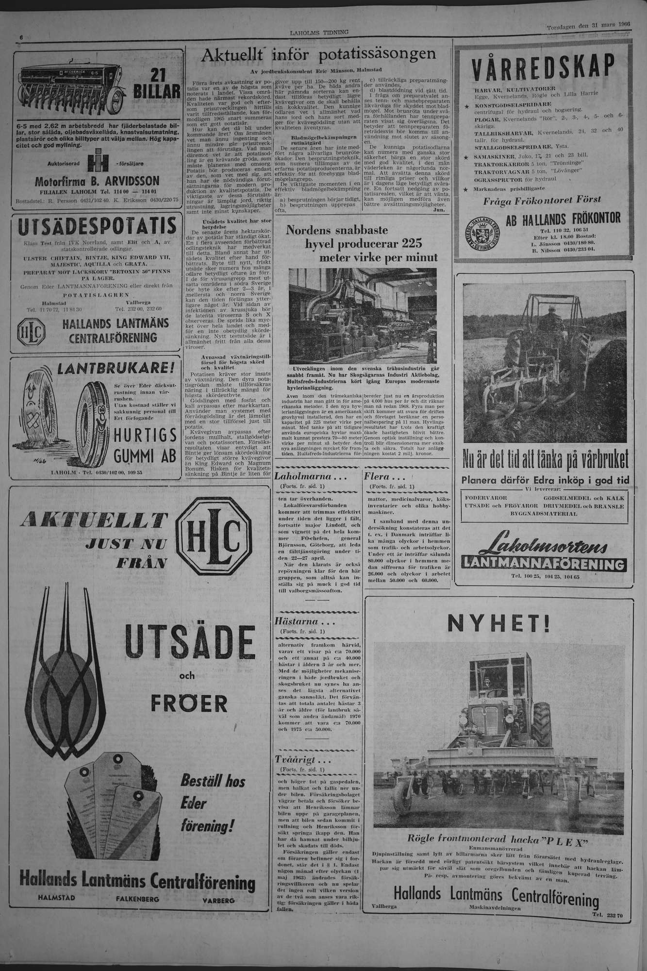 Laholms Tidning Torsdag 31 mars 1966, sida 6