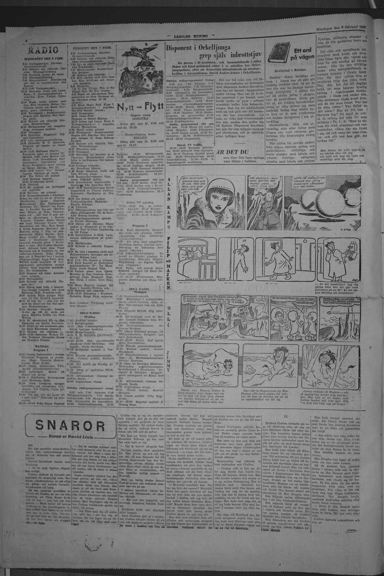 Laholms Tidning Måndag 6 februari 1956, sida 6