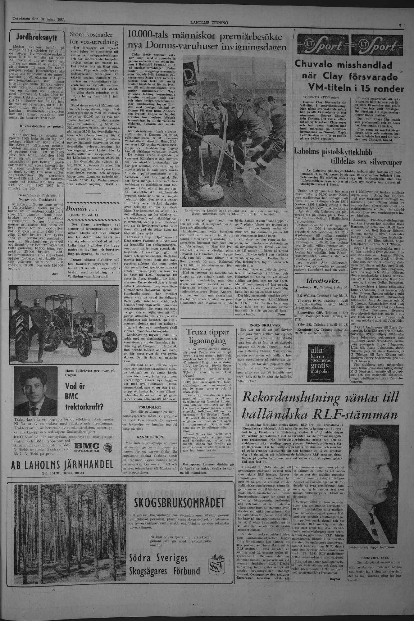Laholms Tidning Torsdag 31 mars 1966, sida 7