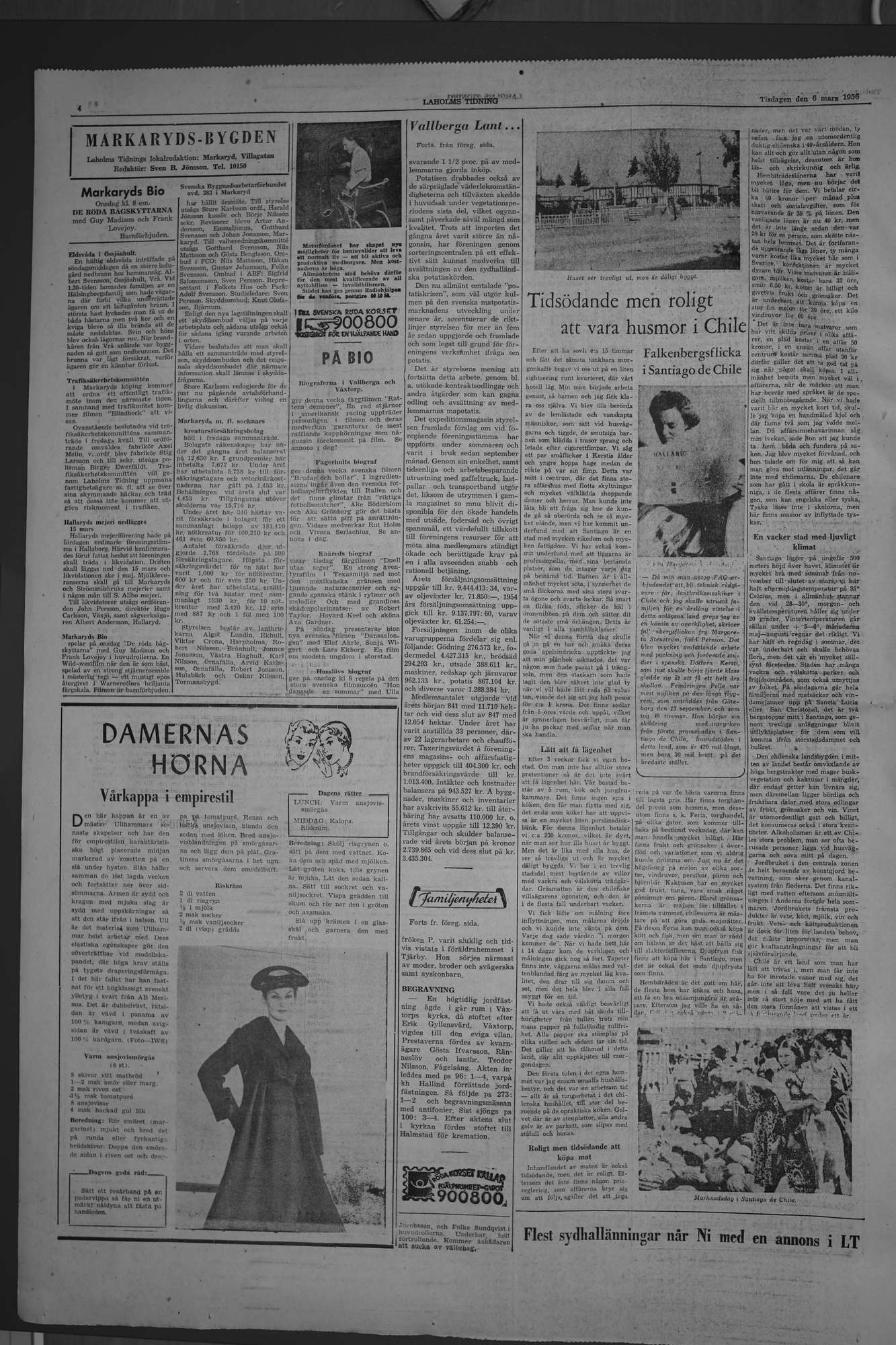 Laholms Tidning Tisdag 6 mars 1956, sida 4