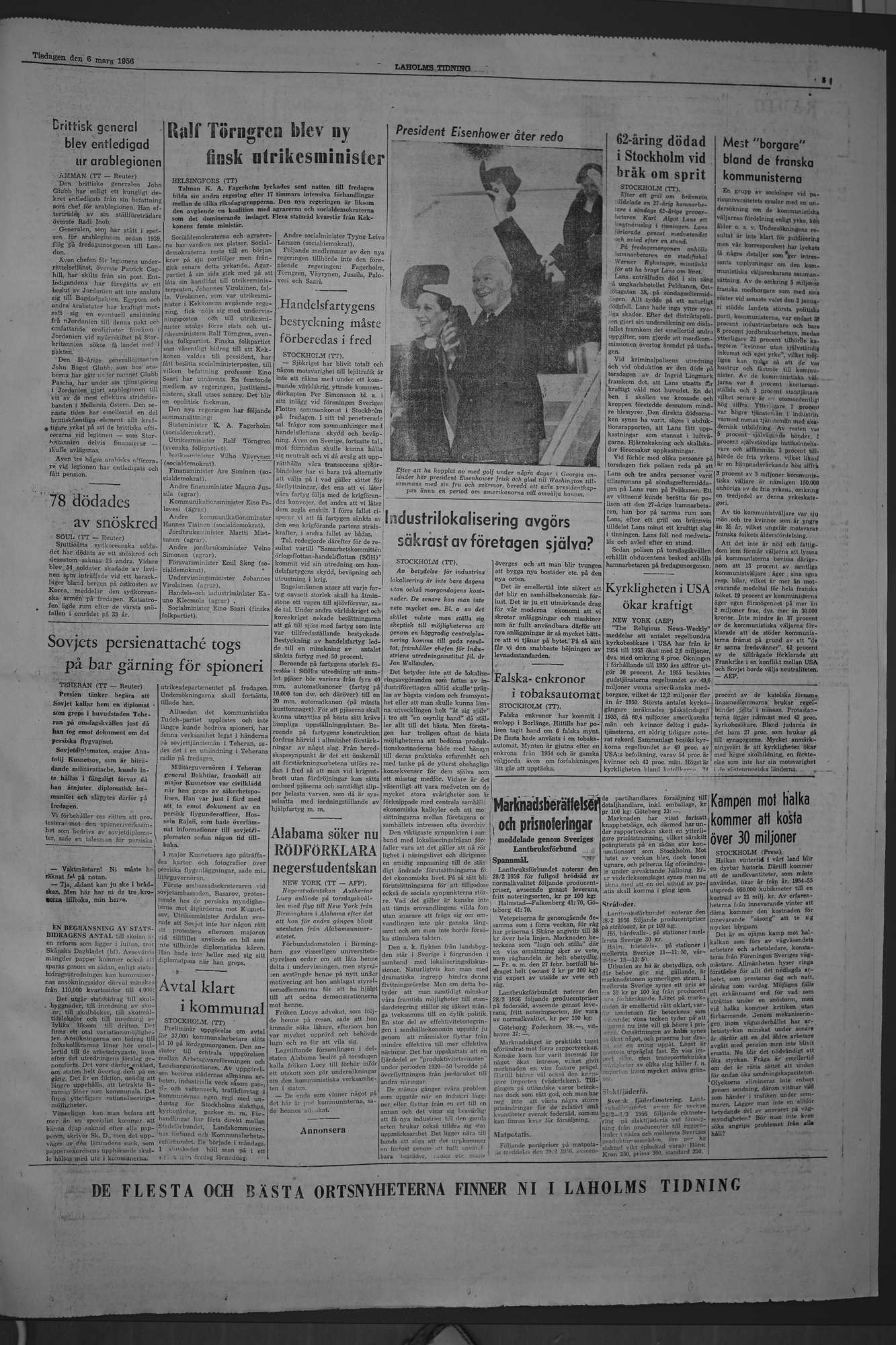 Laholms Tidning Tisdag 6 mars 1956, sida 5