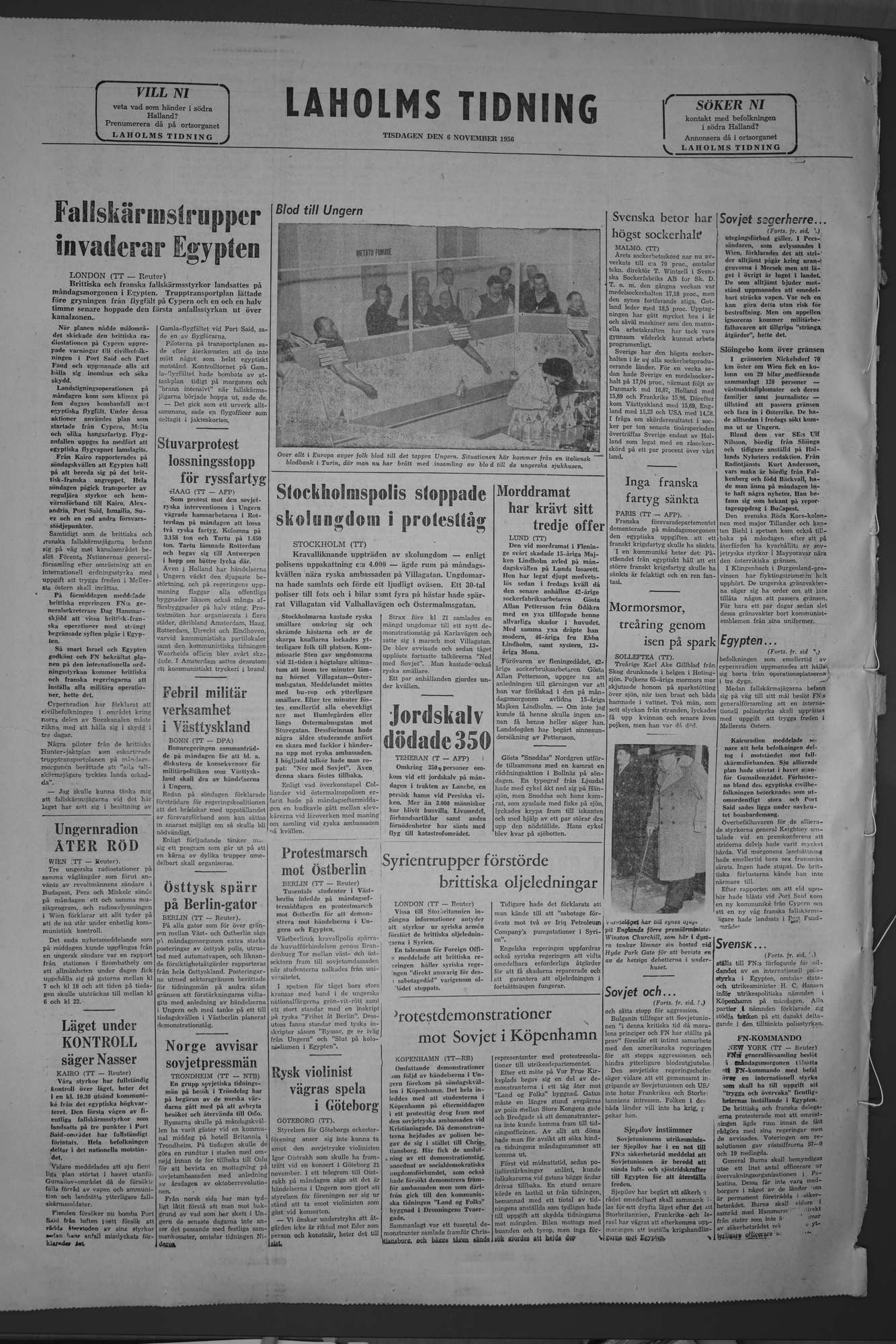 Laholms Tidning Tisdag 6 november 1956, sida 8