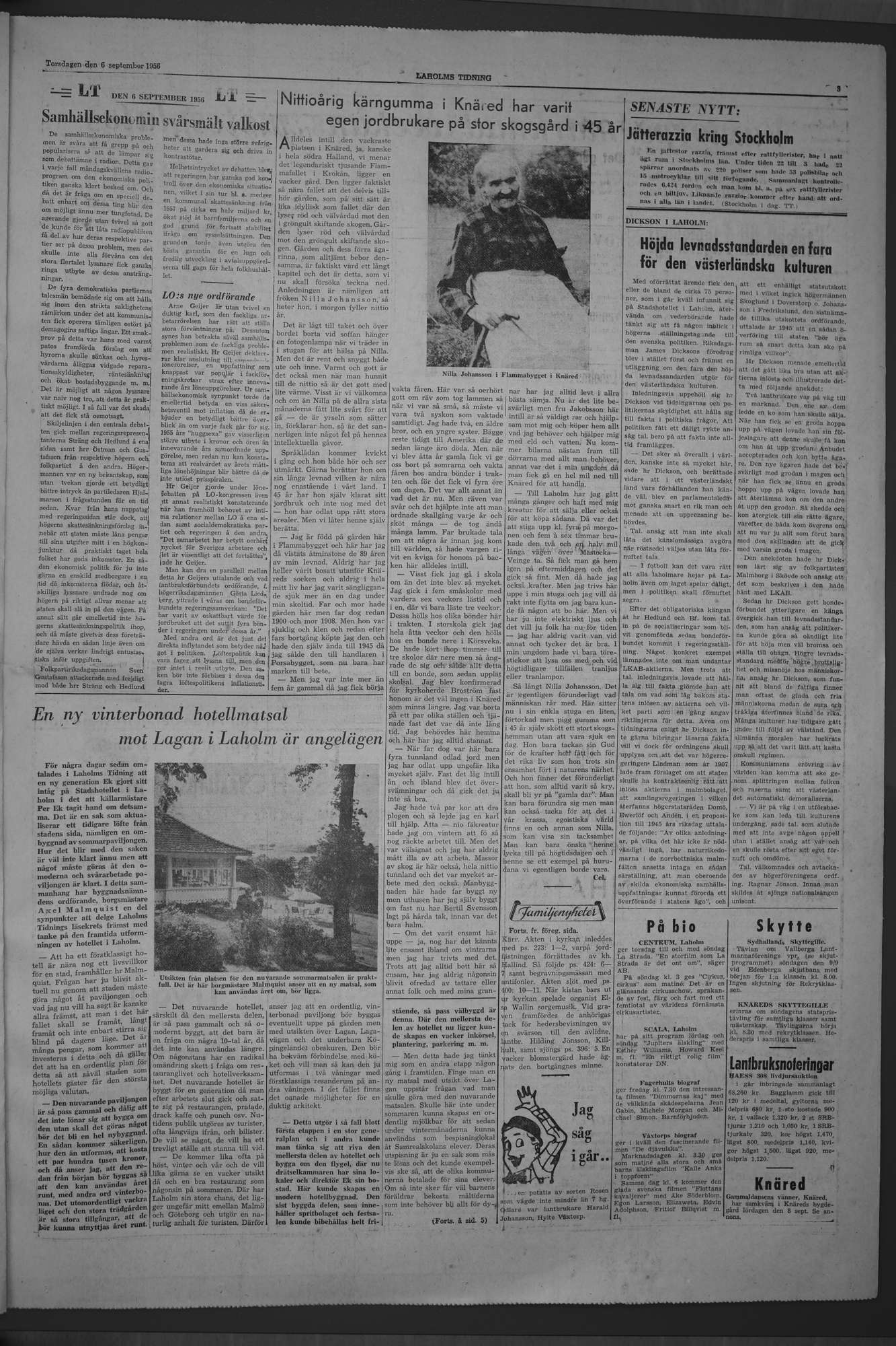 Laholms Tidning Torsdag 6 september 1956, sida 3