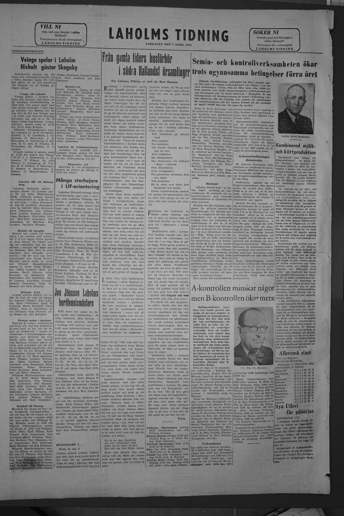 Laholms Tidning Lördag 7 april 1956, sida 8