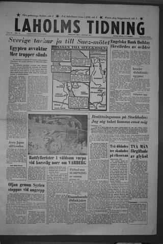Förstasidan, Tisdag 7 augusti 1956