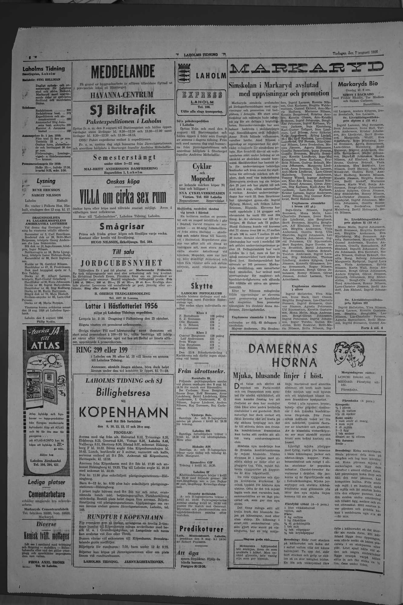 Laholms Tidning Tisdag 7 augusti 1956, sida 2