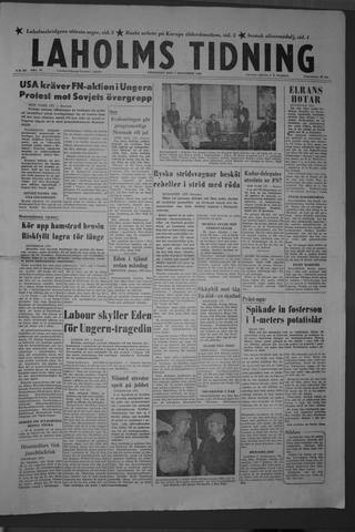 Förstasidan, Fredag 7 december 1956