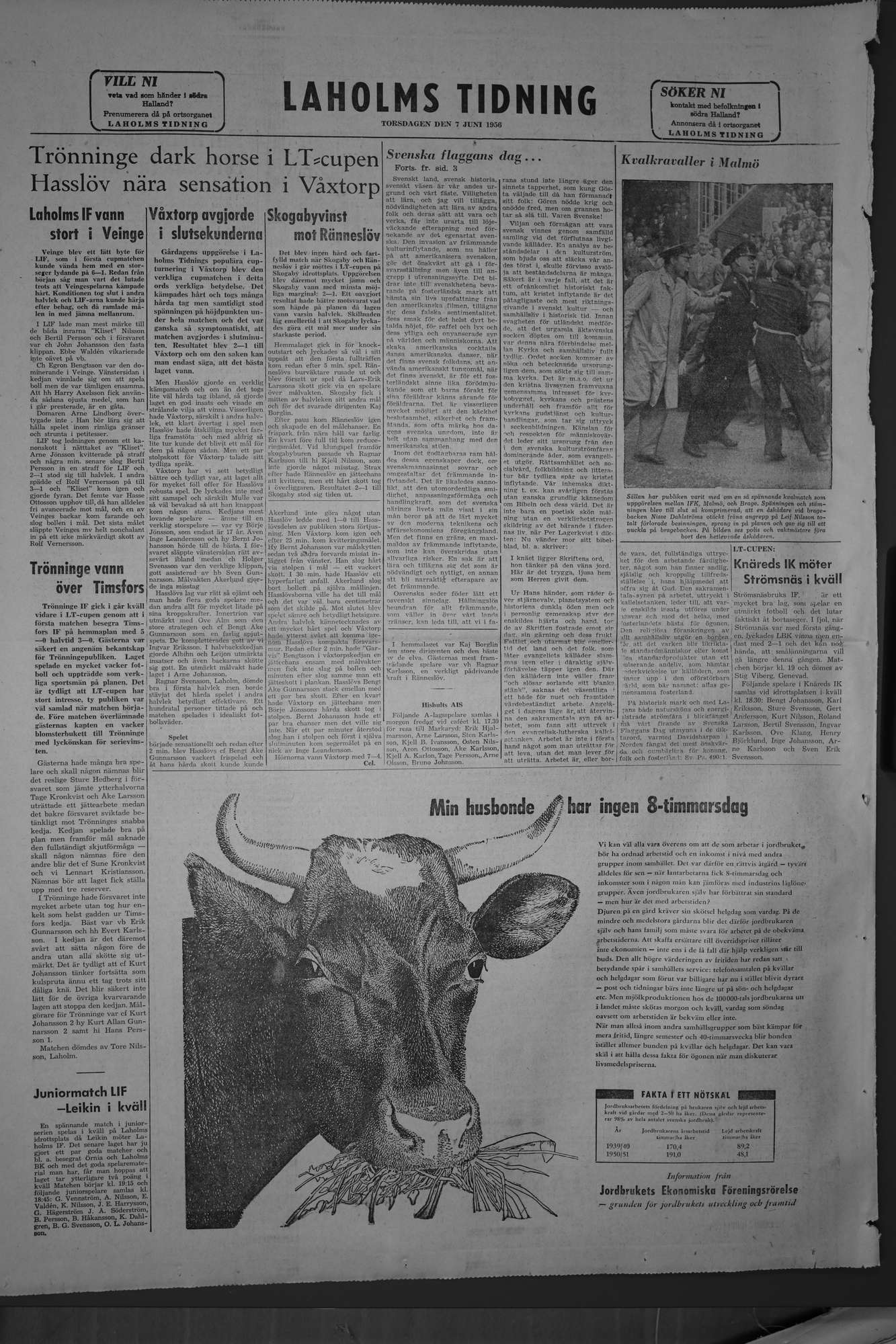 Laholms Tidning Torsdag 7 juni 1956, sida 6