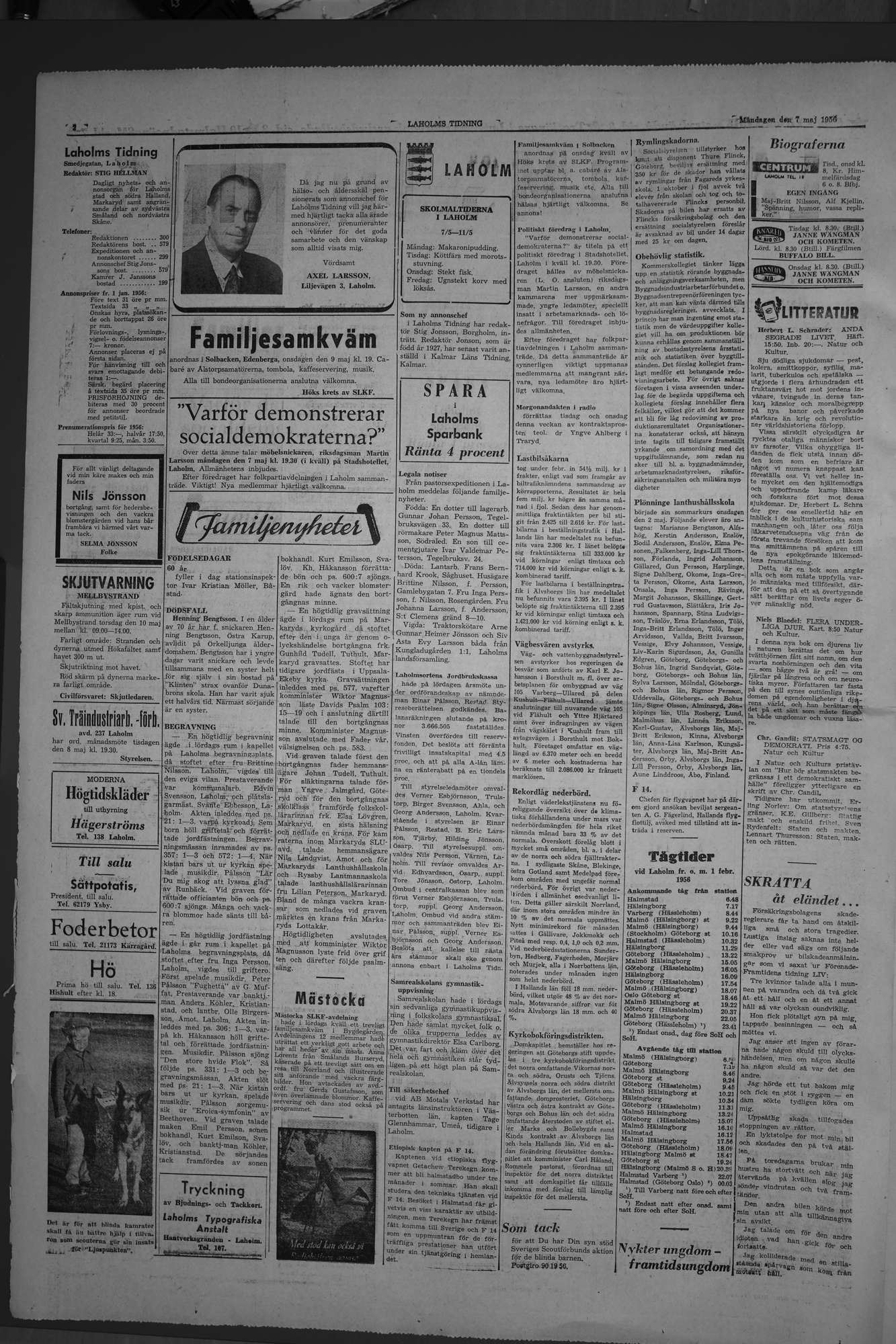 Laholms Tidning Måndag 7 maj 1956, sida 2