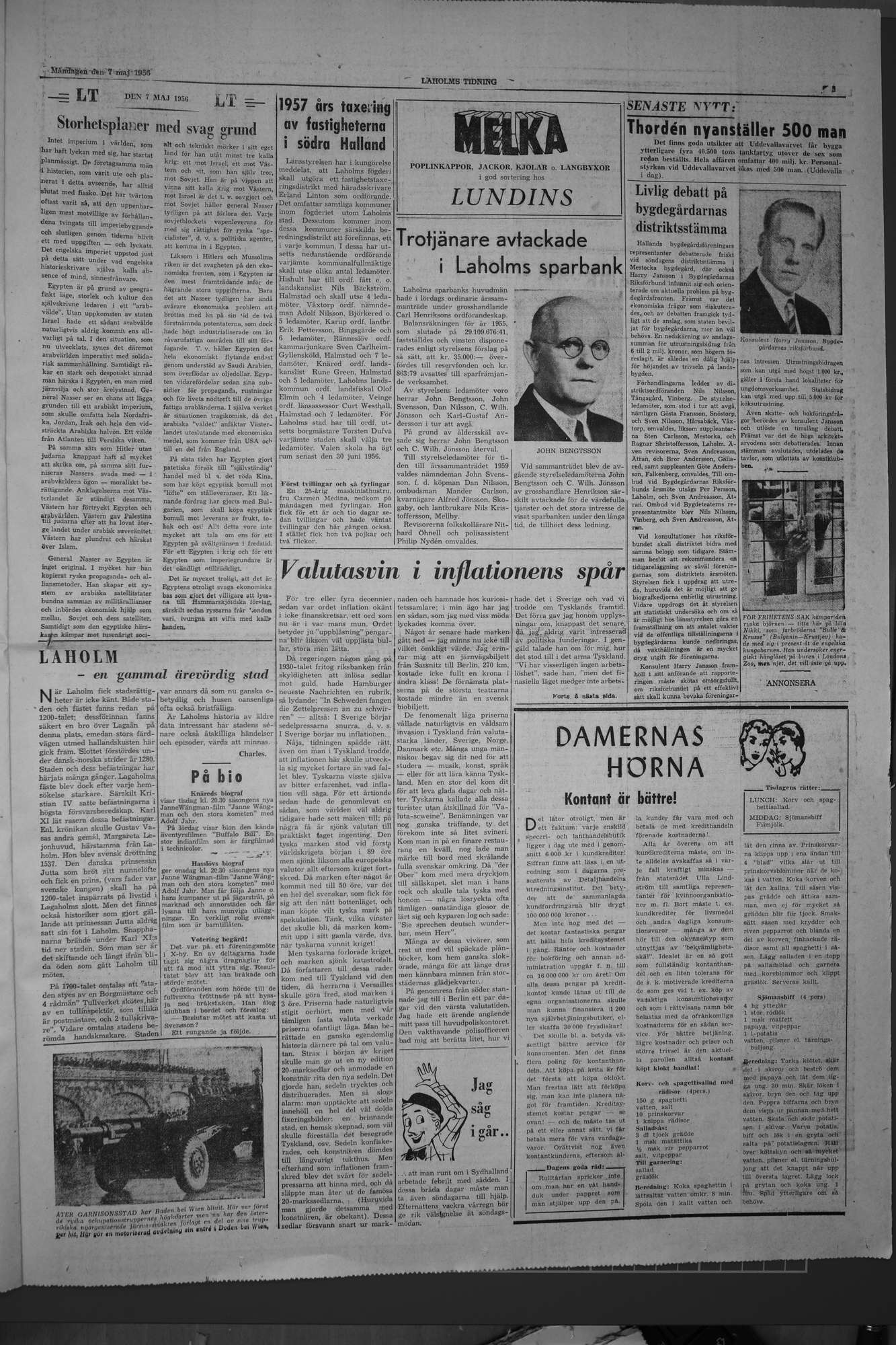 Laholms Tidning Måndag 7 maj 1956, sida 3