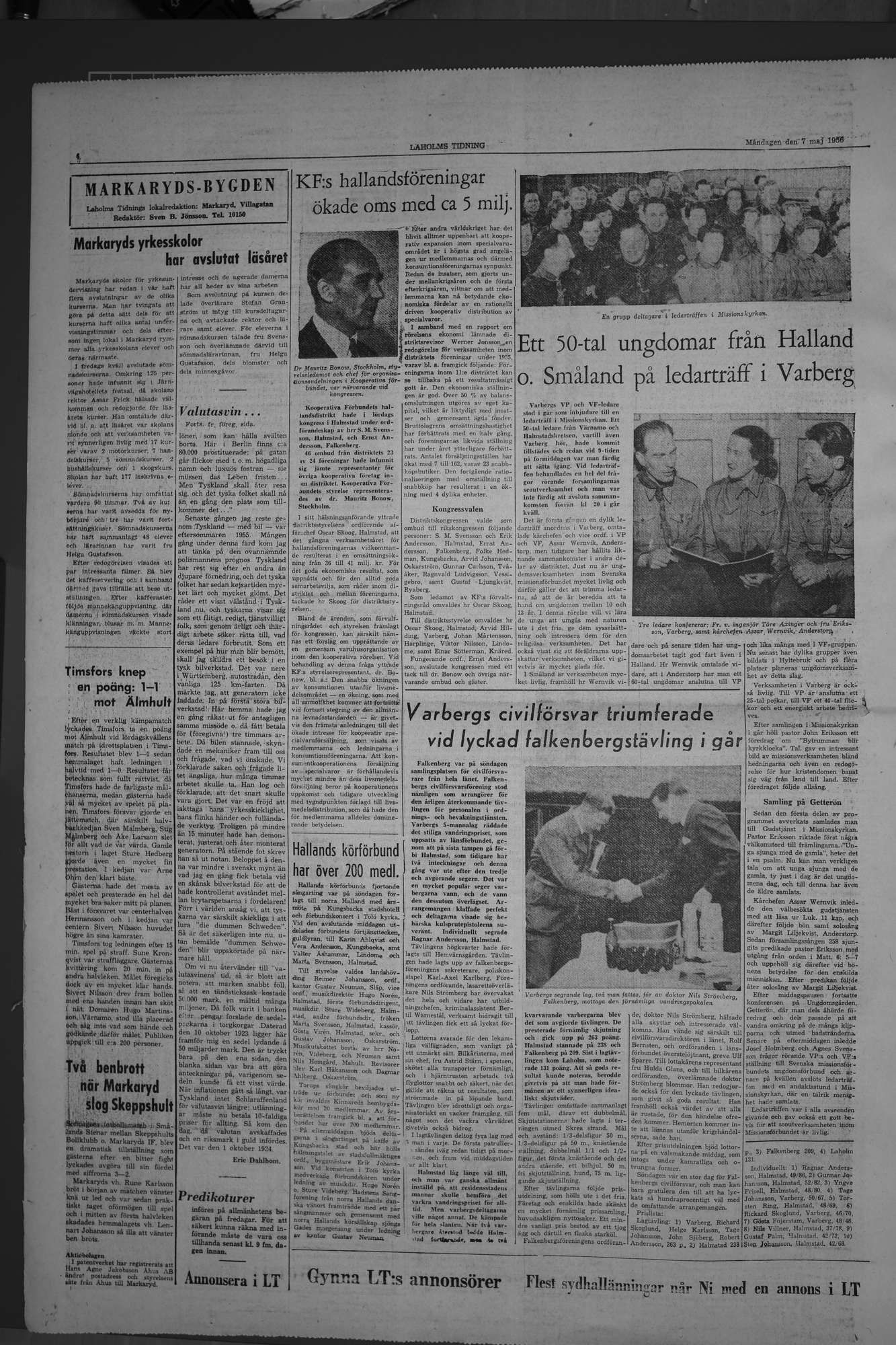 Laholms Tidning Måndag 7 maj 1956, sida 4