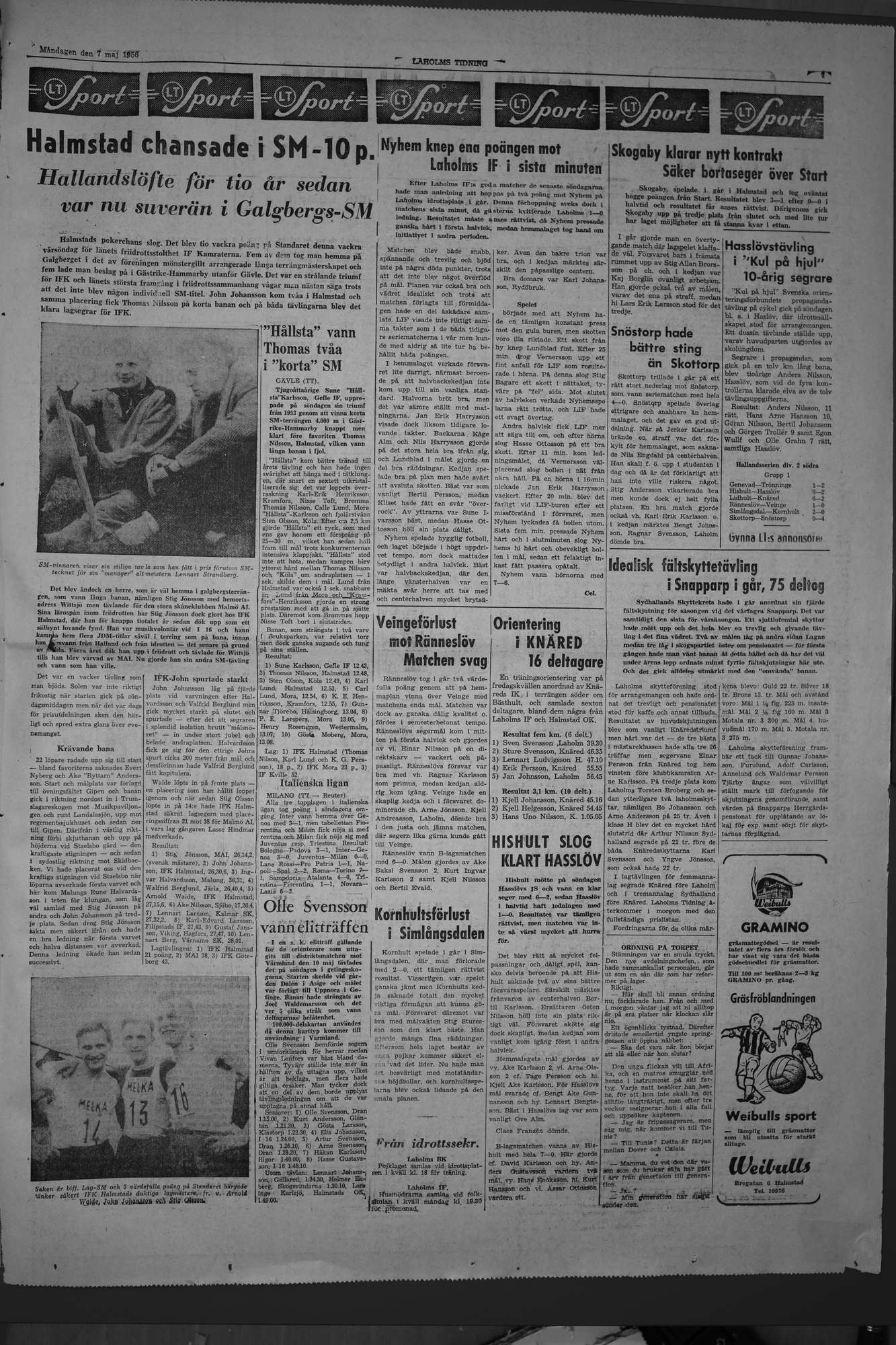 Laholms Tidning Måndag 7 maj 1956, sida 7