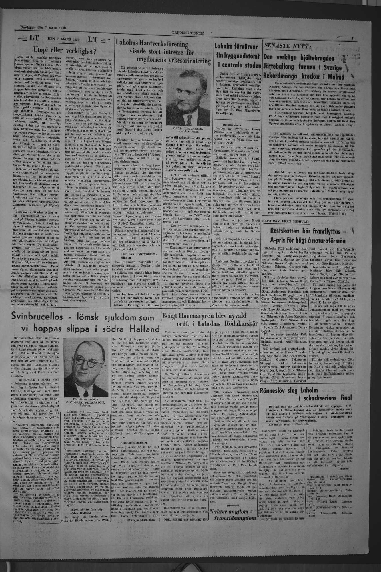 Laholms Tidning Onsdag 7 mars 1956, sida 3
