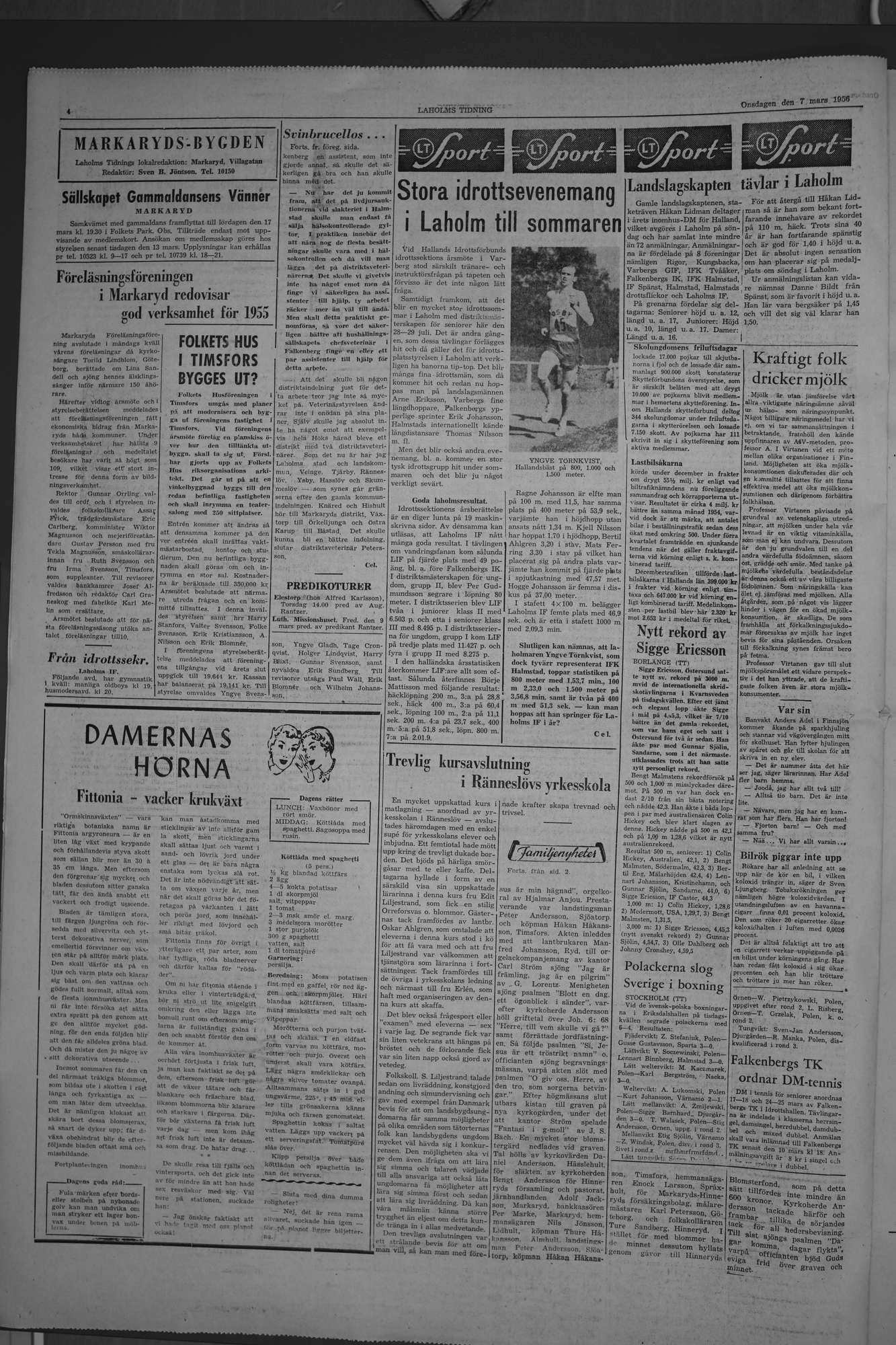 Laholms Tidning Onsdag 7 mars 1956, sida 4