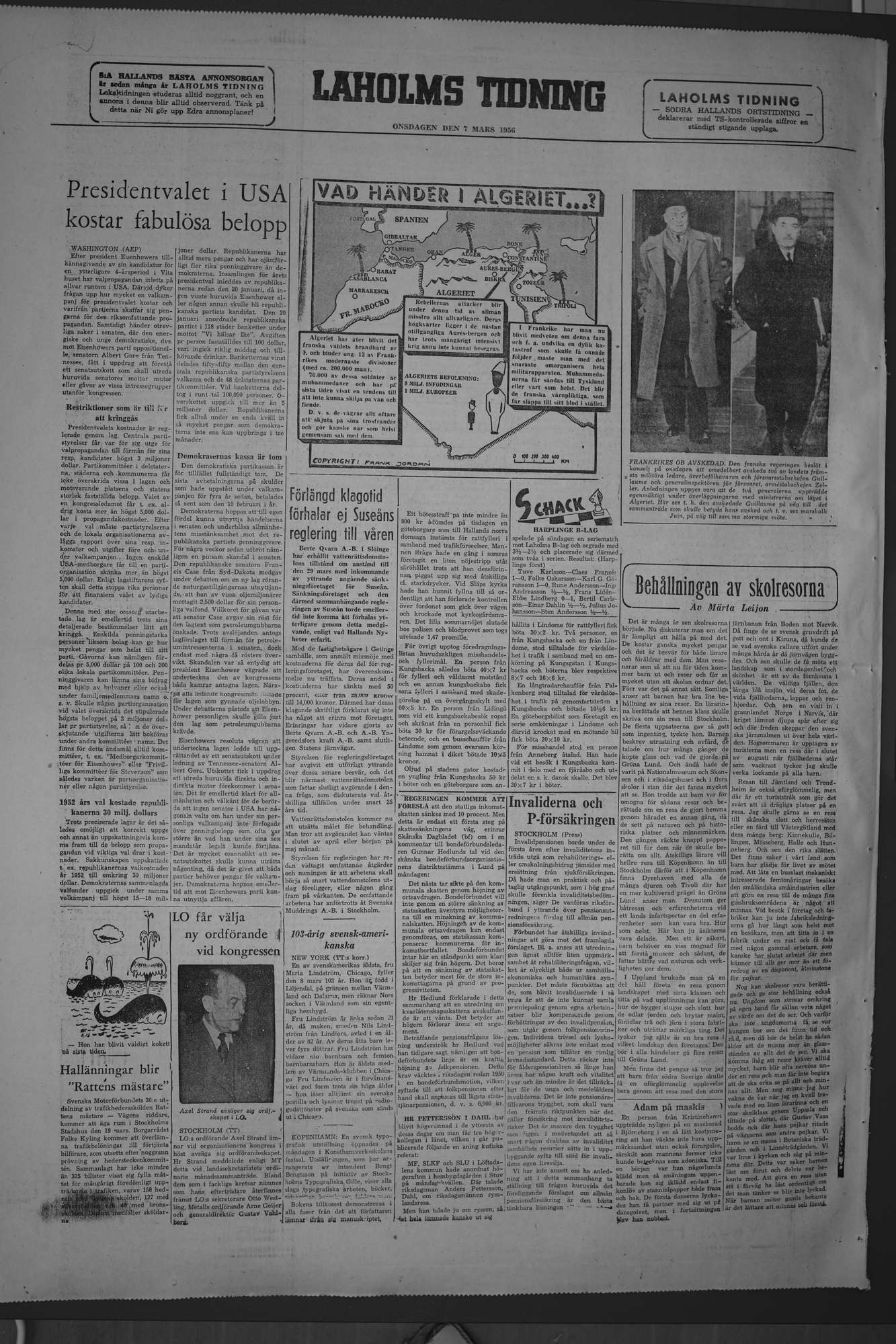 Laholms Tidning Onsdag 7 mars 1956, sida 8