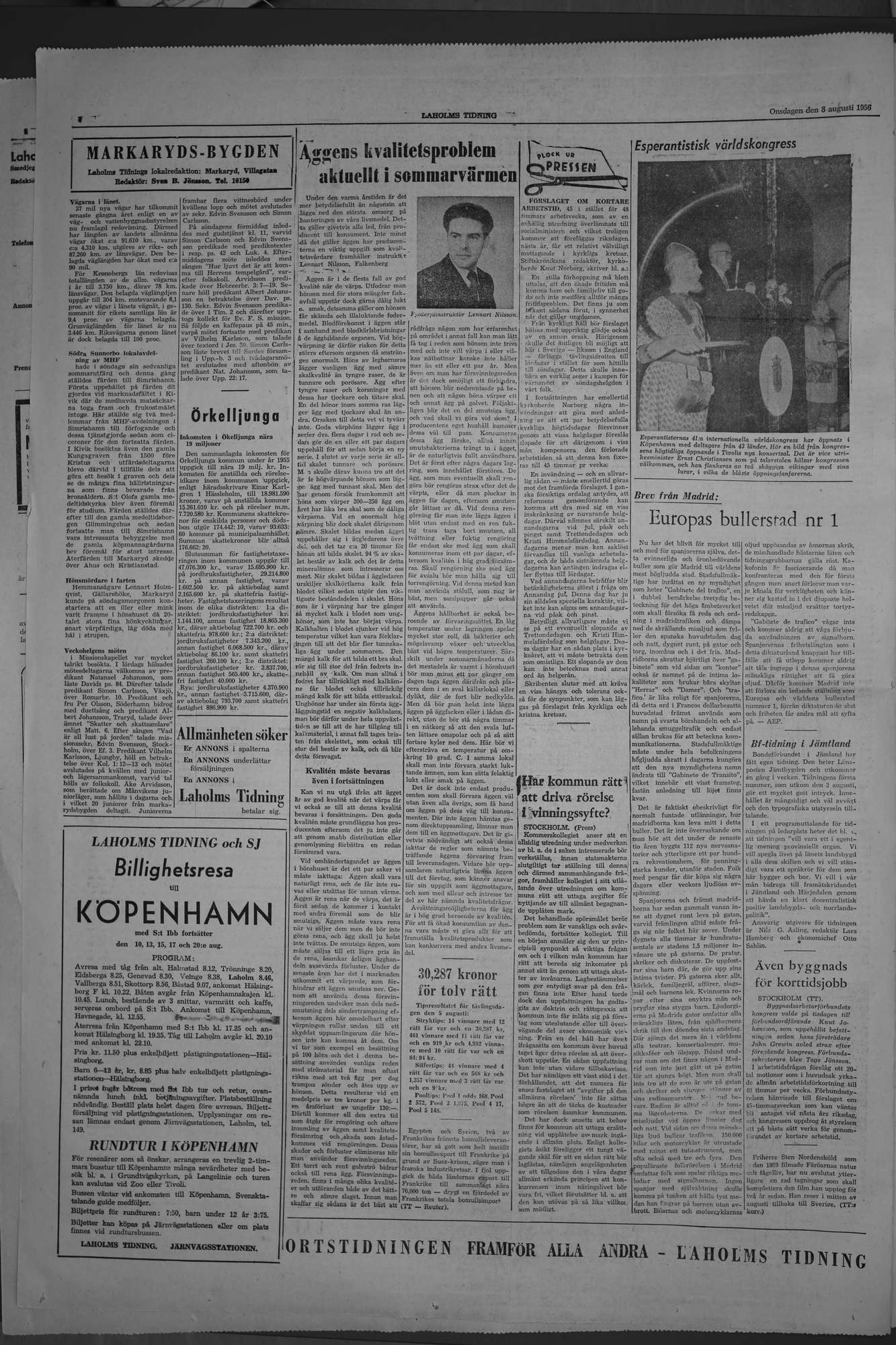 Laholms Tidning Onsdag 8 augusti 1956, sida 4