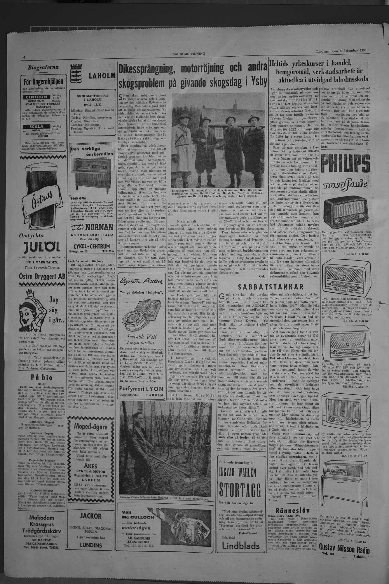 Laholms Tidning Lördag 8 december 1956, sida 4