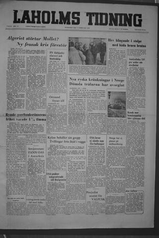 Förstasidan, Onsdag 8 februari 1956