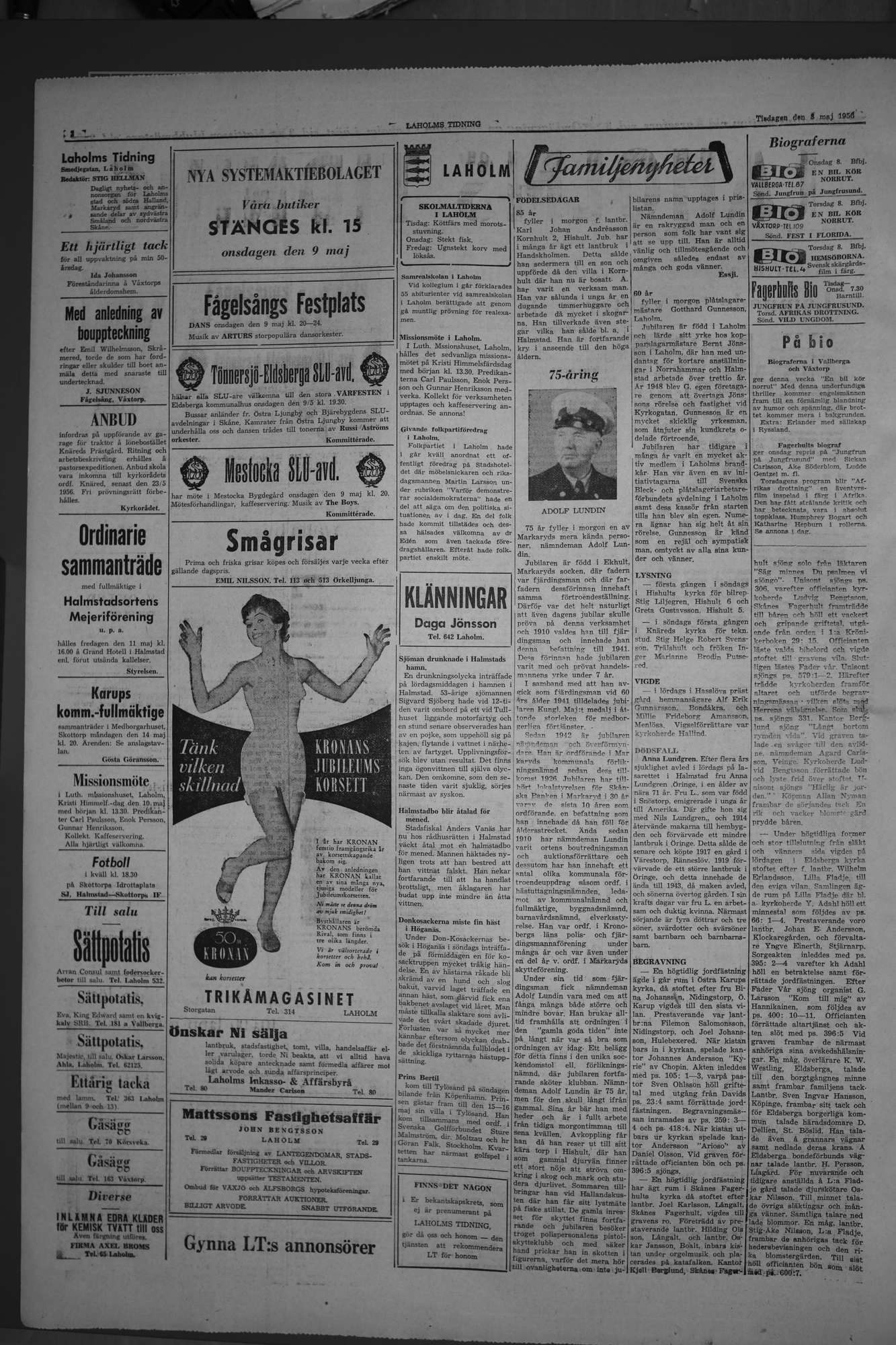 Laholms Tidning Tisdag 8 maj 1956, sida 2