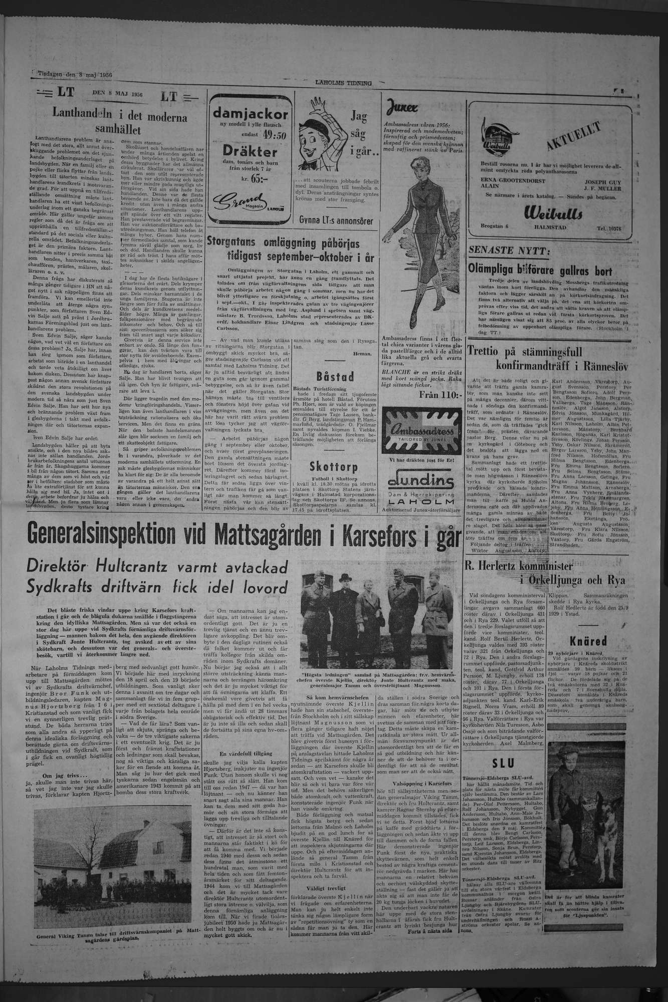 Laholms Tidning Tisdag 8 maj 1956, sida 3