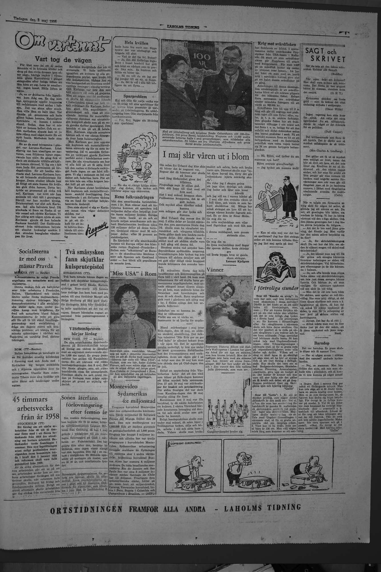 Laholms Tidning Tisdag 8 maj 1956, sida 7