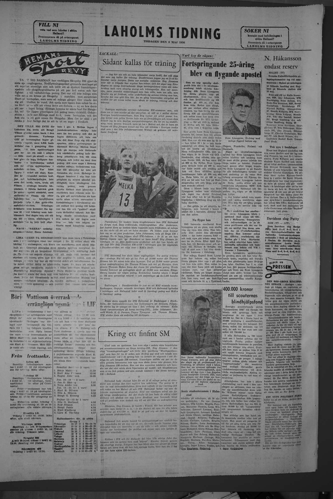 Laholms Tidning Tisdag 8 maj 1956, sida 8