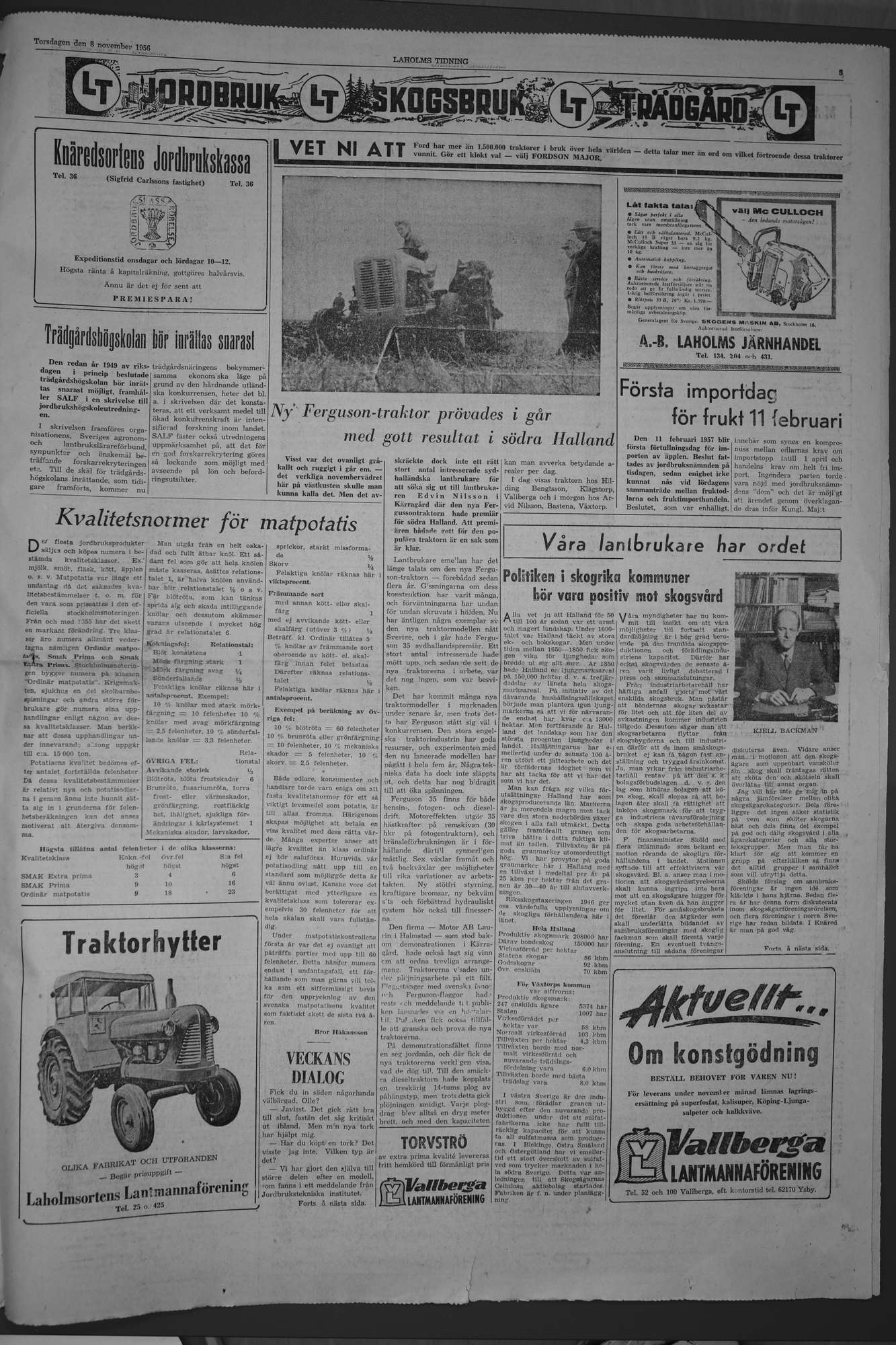 Laholms Tidning Torsdag 8 november 1956, sida 5