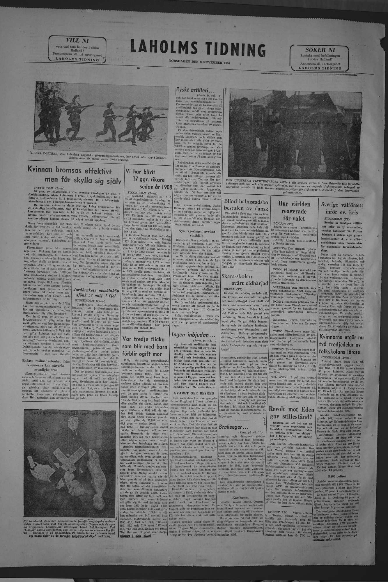 Laholms Tidning Torsdag 8 november 1956, sida 8