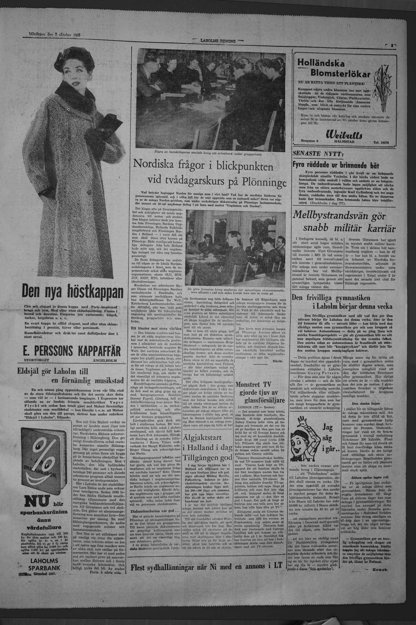 Laholms Tidning Måndag 8 oktober 1956, sida 3
