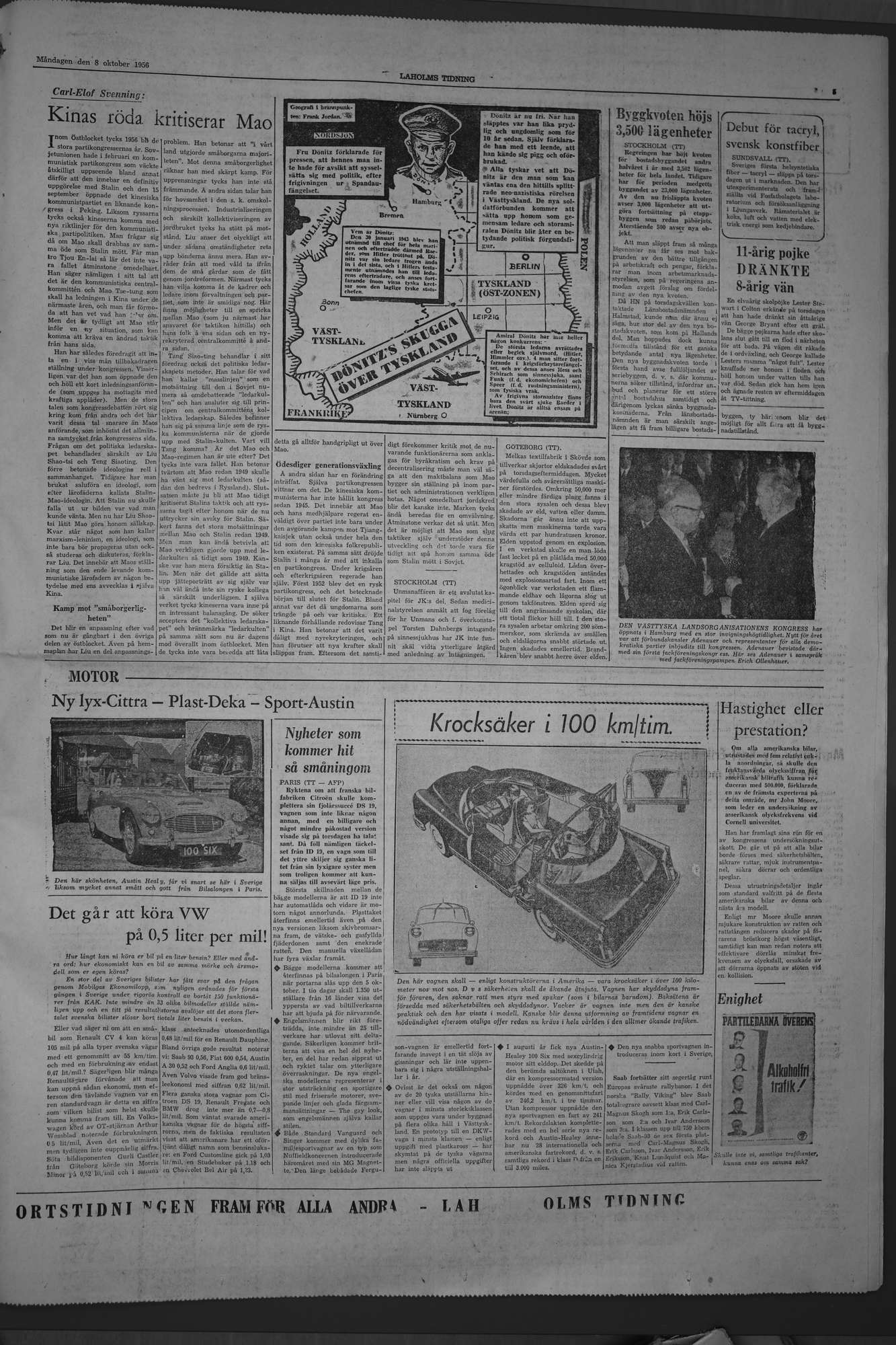 Laholms Tidning Måndag 8 oktober 1956, sida 5
