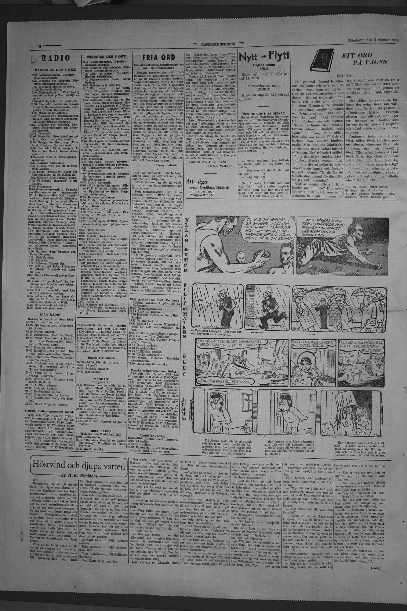 Laholms Tidning Måndag 8 oktober 1956, sida 6