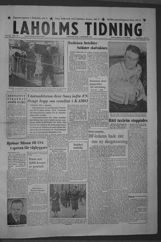 Förstasidan, Lördag 8 september 1956