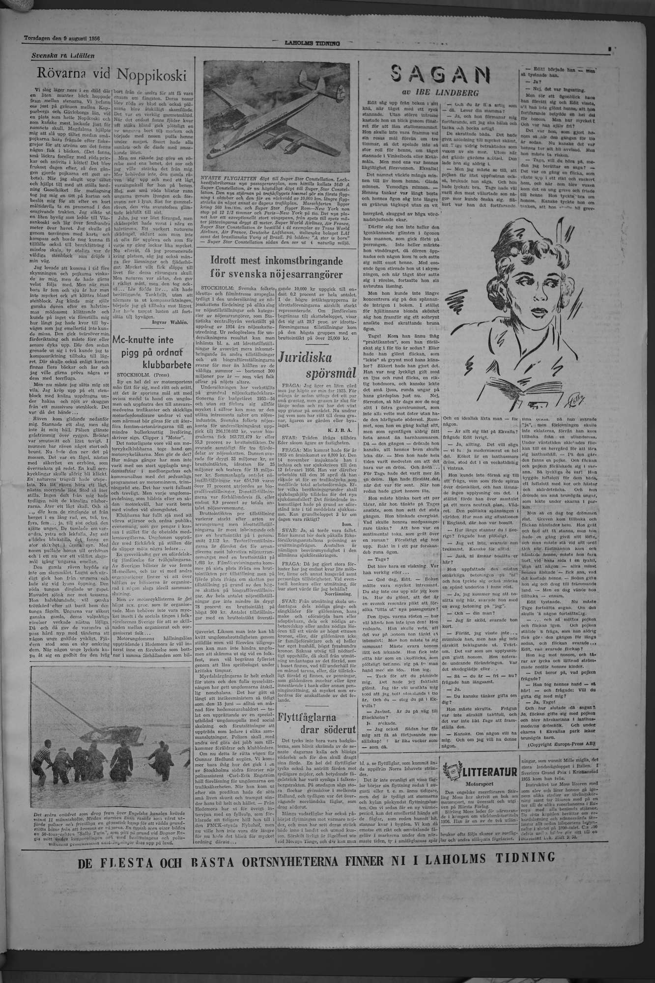 Laholms Tidning Torsdag 9 augusti 1956, sida 5