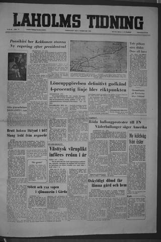 Förstasidan, Torsdag 9 februari 1956