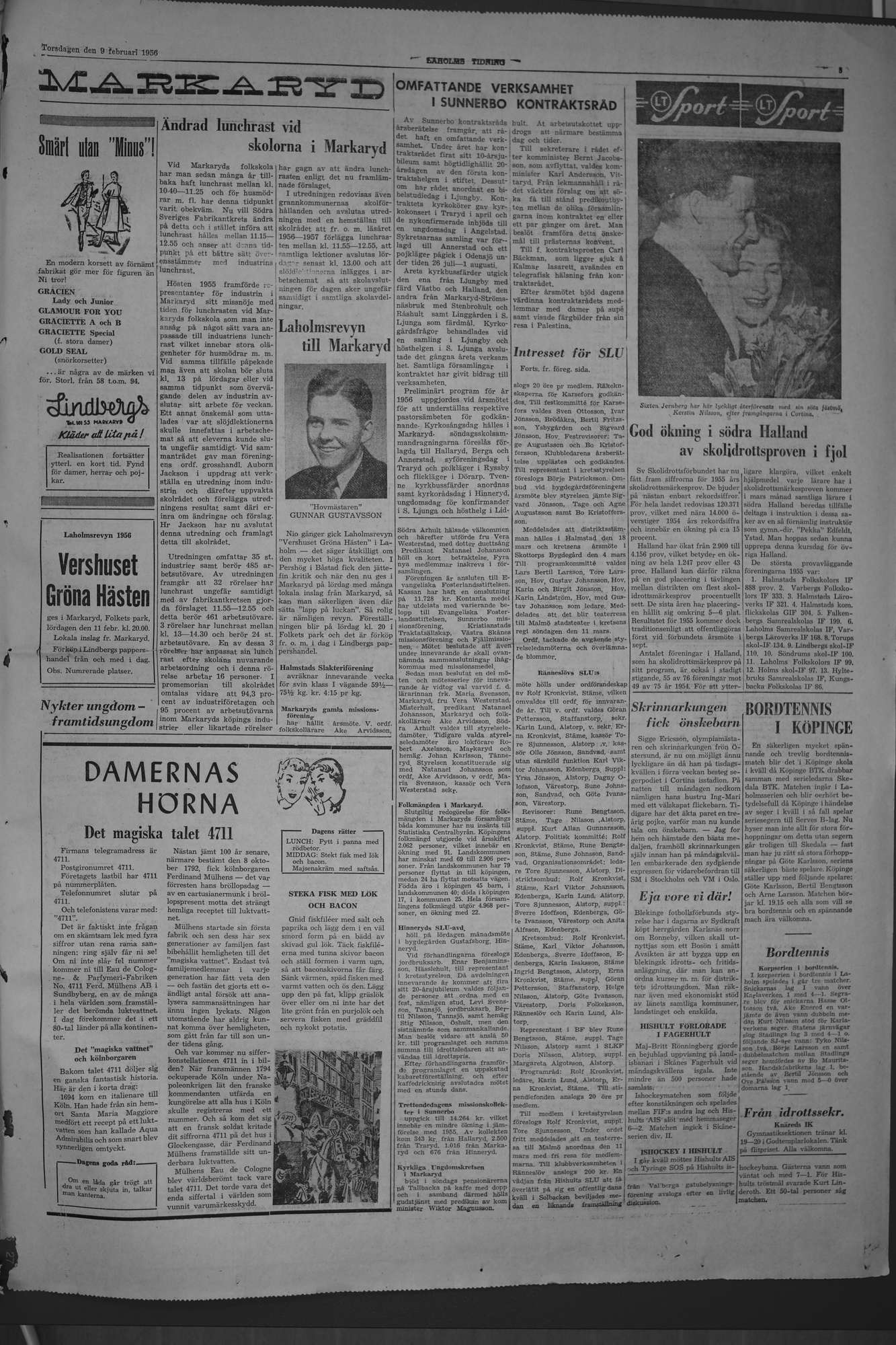 Laholms Tidning Torsdag 9 februari 1956, sida 5
