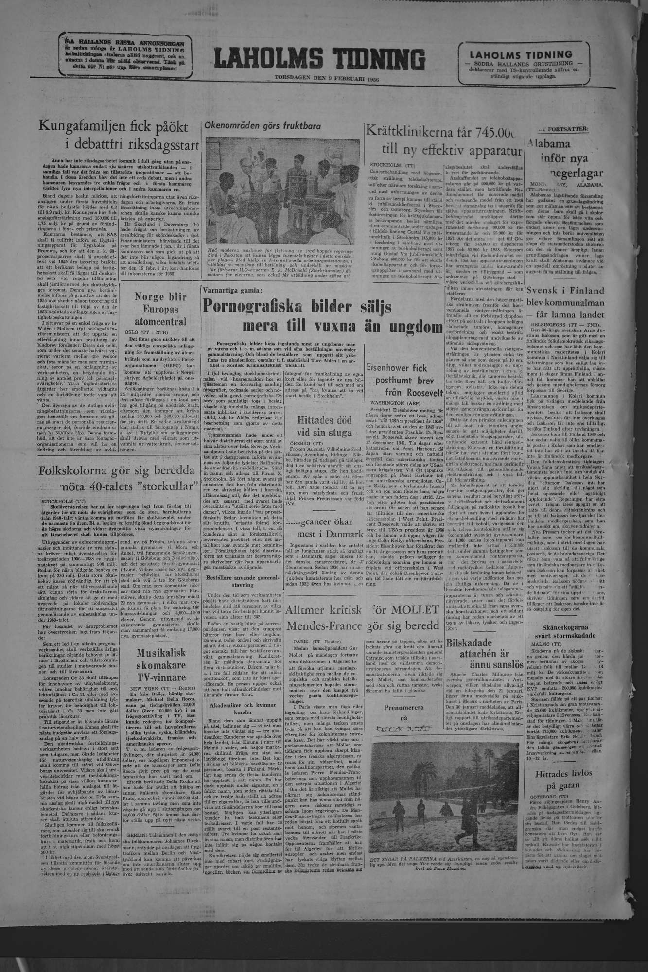Laholms Tidning Torsdag 9 februari 1956, sida 6
