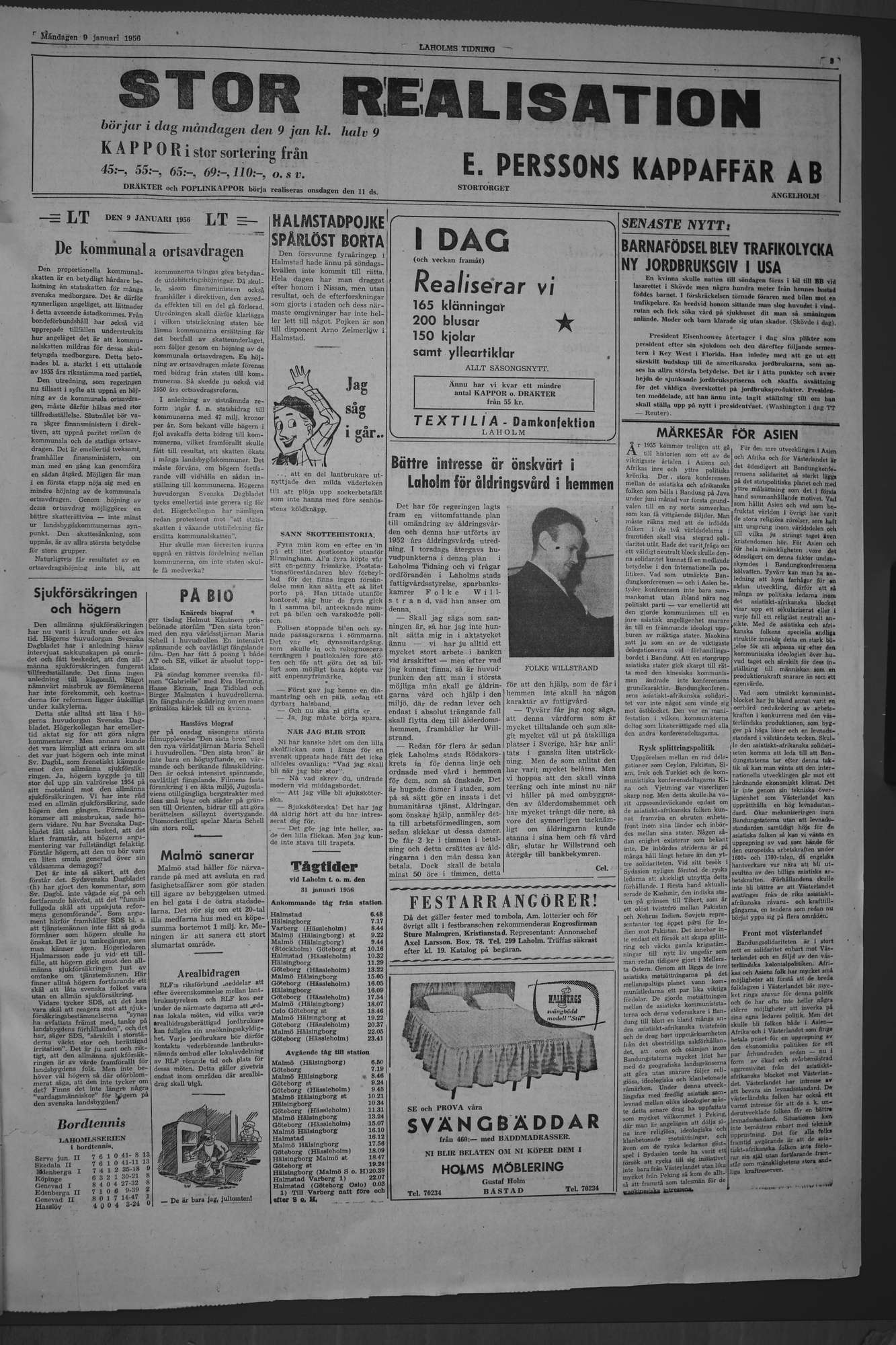 Laholms Tidning Måndag 9 januari 1956, sida 3